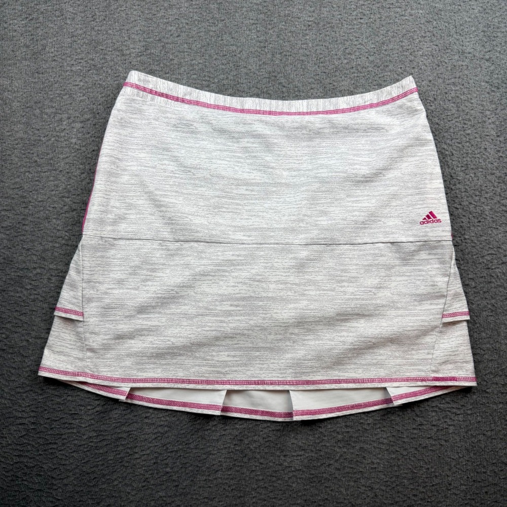 Adidas ClimaCool Skort Women's 10 Grey Pink Space Dye Athletic Tennis Golf Skirt